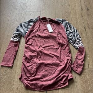 Bhome Burgundy and Animal Print maternity Top
